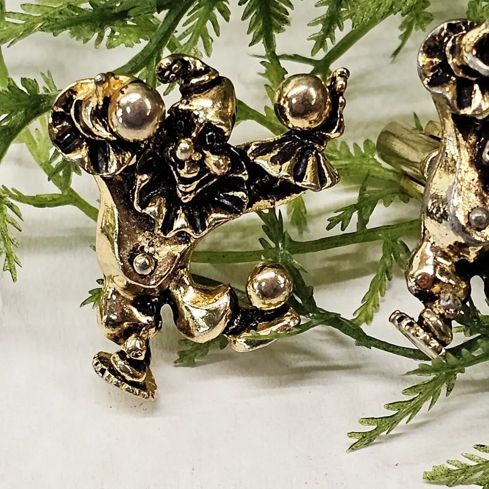 Vintage Clown Windsor Gold-Toned Cufflinks Men’s Formalwear Theater Lapel Pin